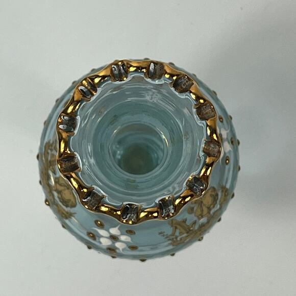 Venetian Murano Signed Bud Vase 24kt Gold 7" Hand Painted Mouthblown Fine Art - Picture 5 of 16